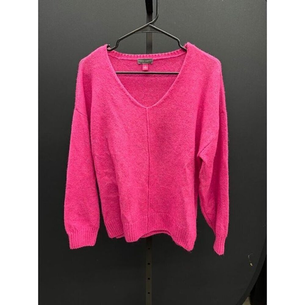 Vince Camuto Pink Paradox V-Neck Dropped Shoulder Long Sleeve Sweater